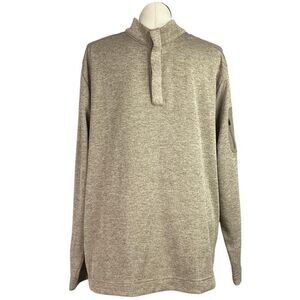 Greg Norman Golf Sweater Men XXL Brown Fleece Long Sleeve Button Pullover